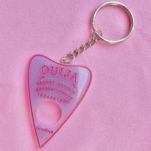 Pink Glitter Resin Ouija Board Planchette Keychain Halloween Spooky season